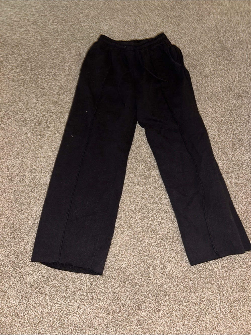 PrettyLittleThing Men's Black Wide-Leg Drawstring Sweatpants